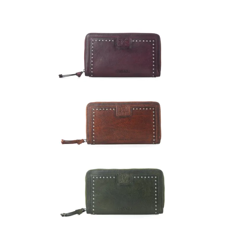 Zidana Astra Studded Veg Tanned Leather Wallet Variant Combo sold by Myra Bag