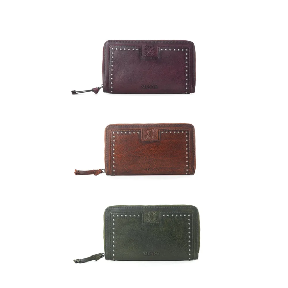 Zidana Astra Studded Veg Tanned Leather Wallet Variant Combo sold by Myra Bag