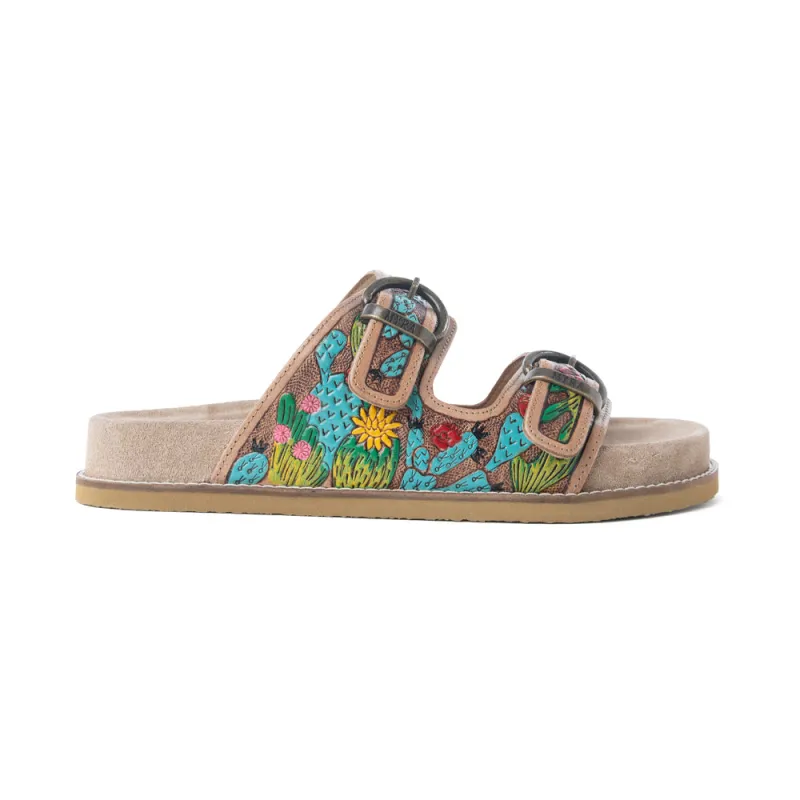 Rio Verde Handtooled Leather Sandals in Agave Blue made by Myra Bag