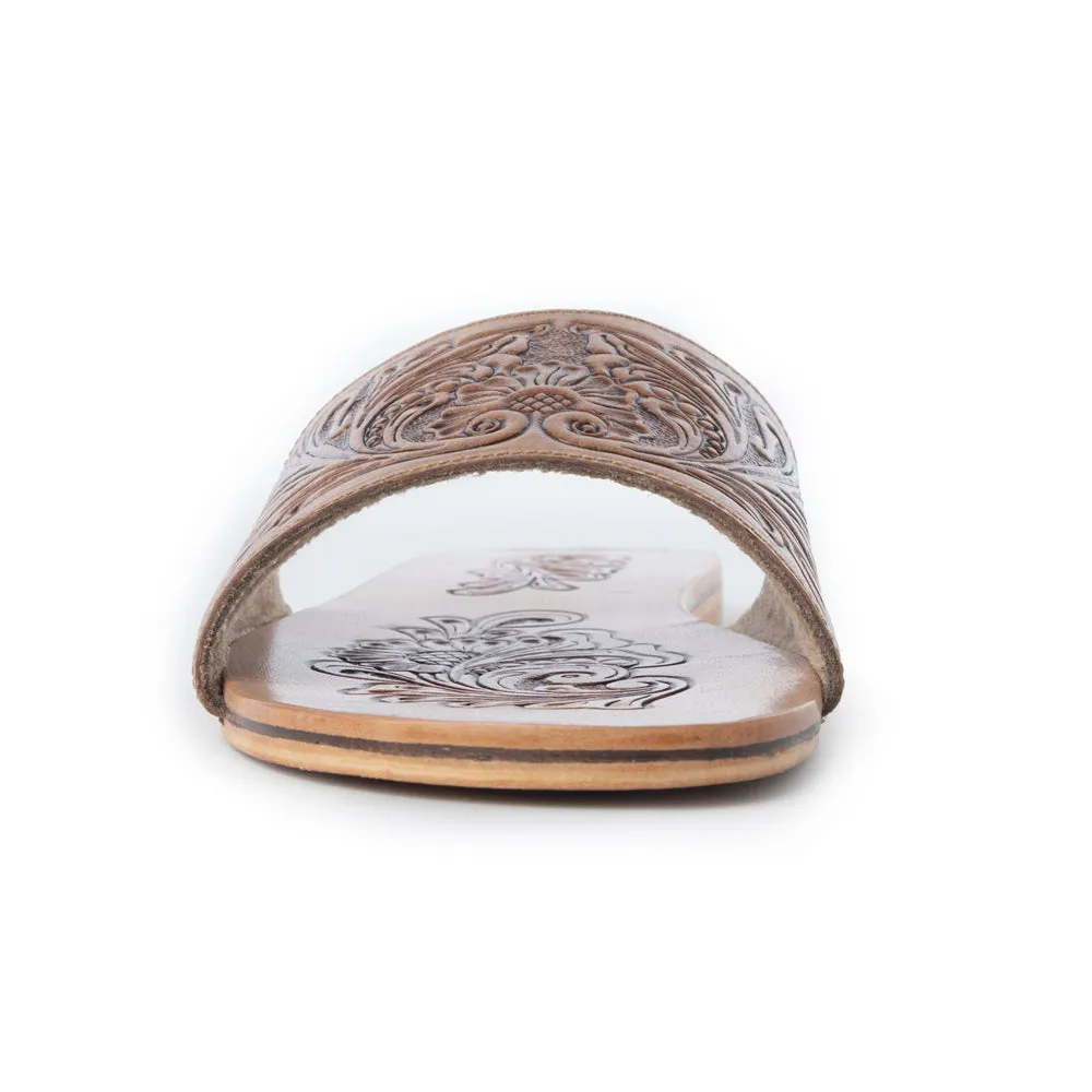 Cactus Lace Handtooled Leather Sandals in Charred Brown sold by Myra Bag product image thumbnail 3