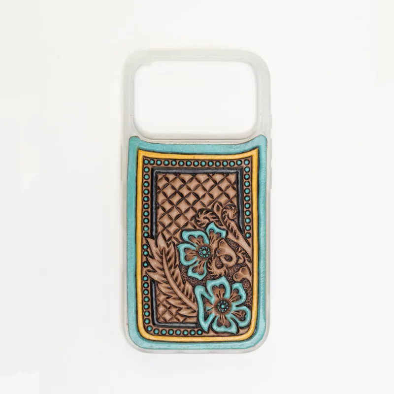 Latticeforge Handtooled iPhone 17 Pro Mobile Case sold by Myra Bag