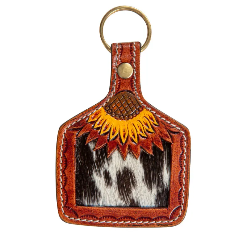 Sunflower Fire Hand-Tooled Key Fob sold by Myra Bag