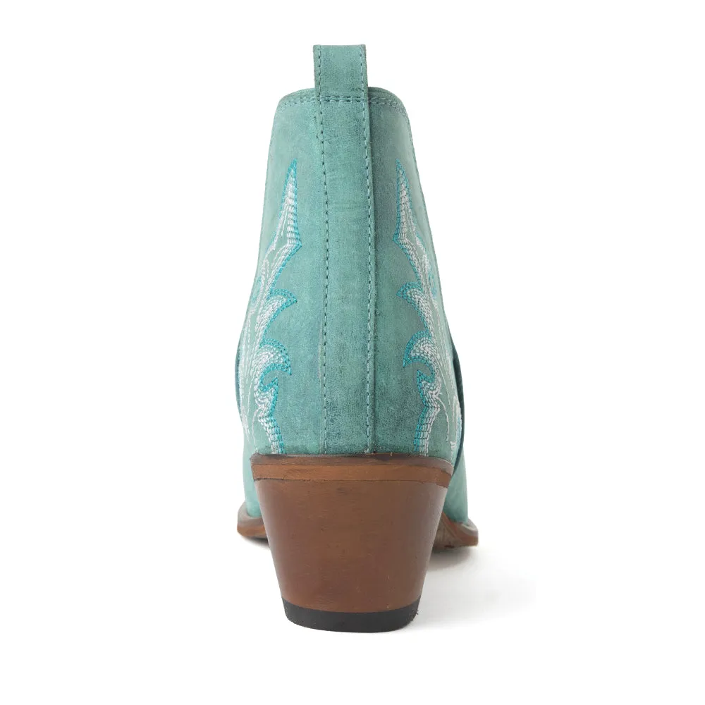 Sagebreeze Embroidered Leather Booties in Lagoon Teal sold by Myra Bag product image thumbnail 5
