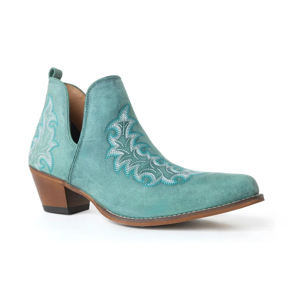 Sagebreeze Embroidered Leather Booties in Lagoon Teal sold by Myra Bag product image thumbnail 2