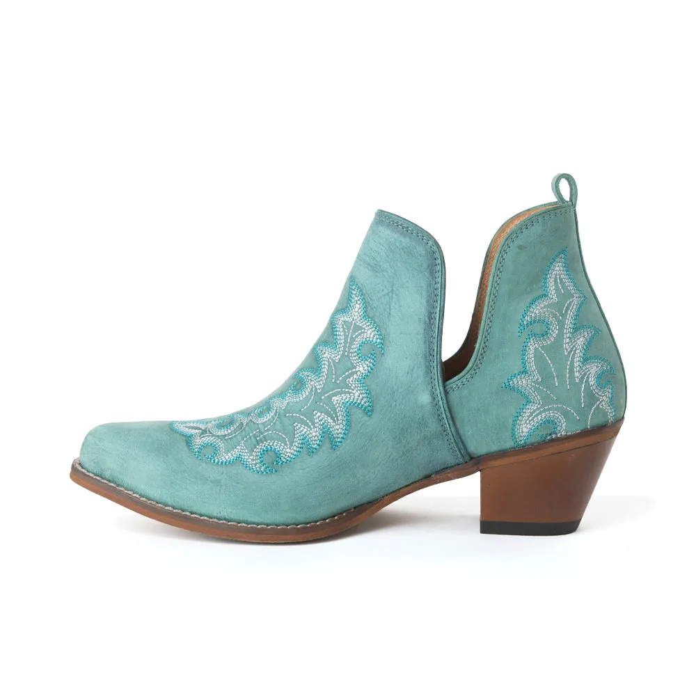 Sagebreeze Embroidered Leather Booties in Lagoon Teal sold by Myra Bag product image thumbnail 4
