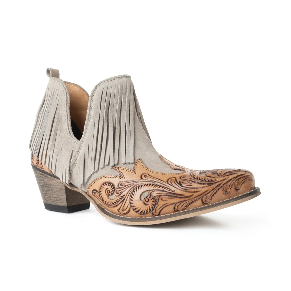 Cimarron Belle Fringed Handtooled Leather Booties in Wild Tan sold by Myra Bag product image thumbnail 2
