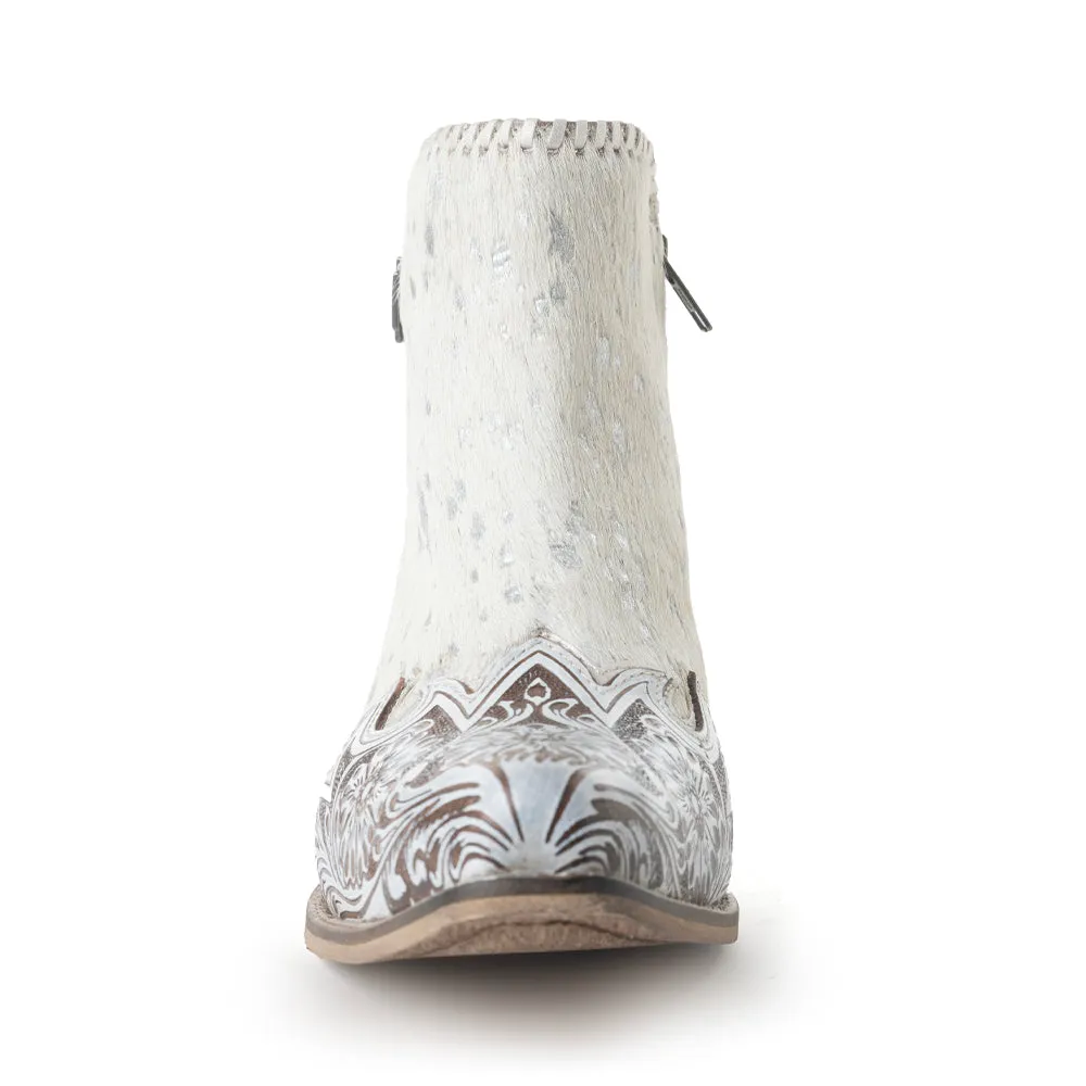 Sierra Belle Handtooled Leather Booties in Almond White sold by Myra Bag product image thumbnail 3