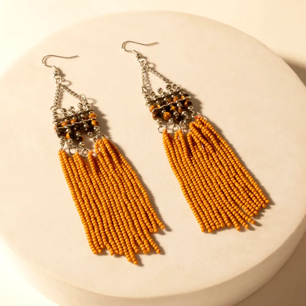 Rustglow Fringe Earrings in Sunbaked Amber sold by Myra Bag product image thumbnail 2