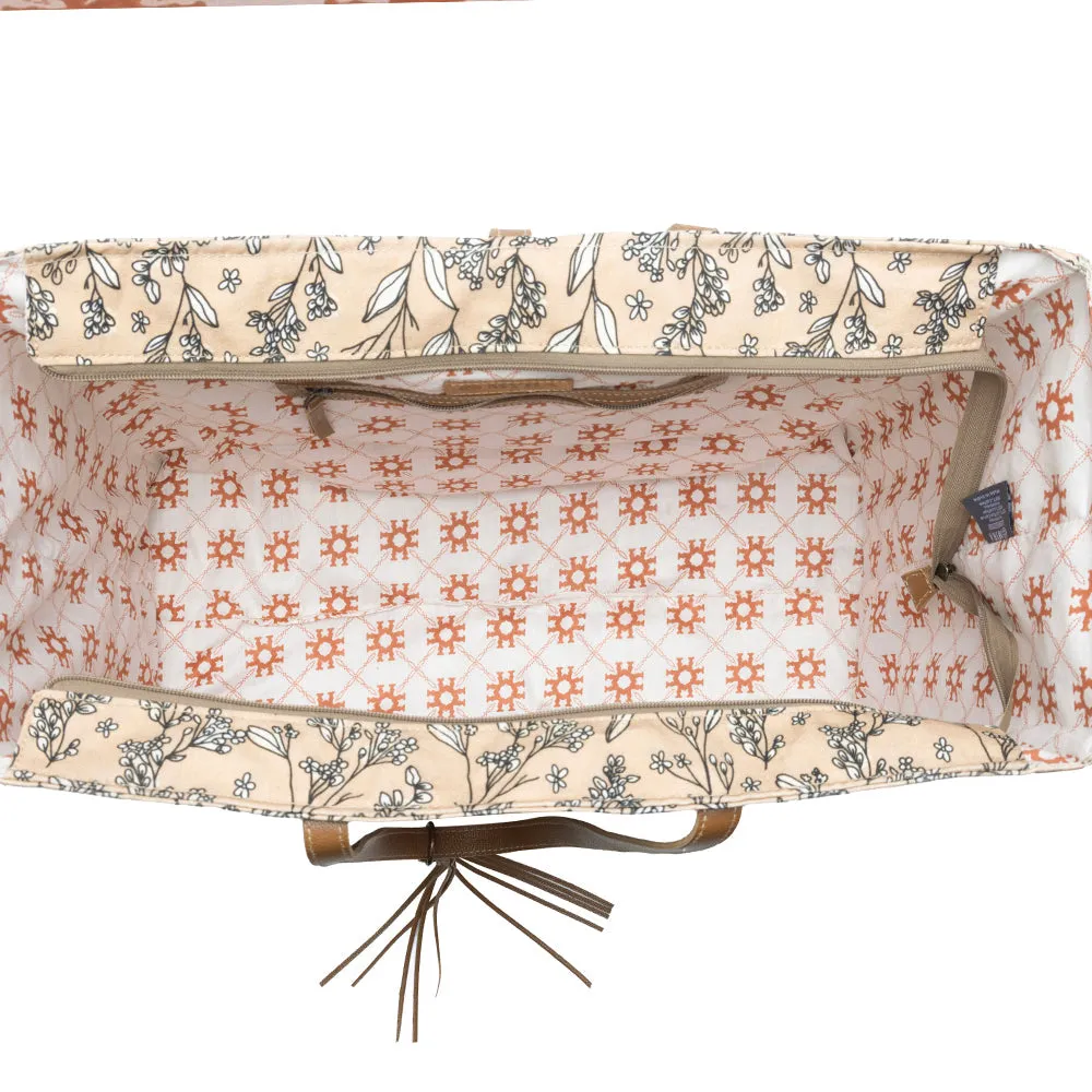 Brookside Cotton & Leather Weekender Bag in Warm Tan sold by Myra Bag product image thumbnail 4