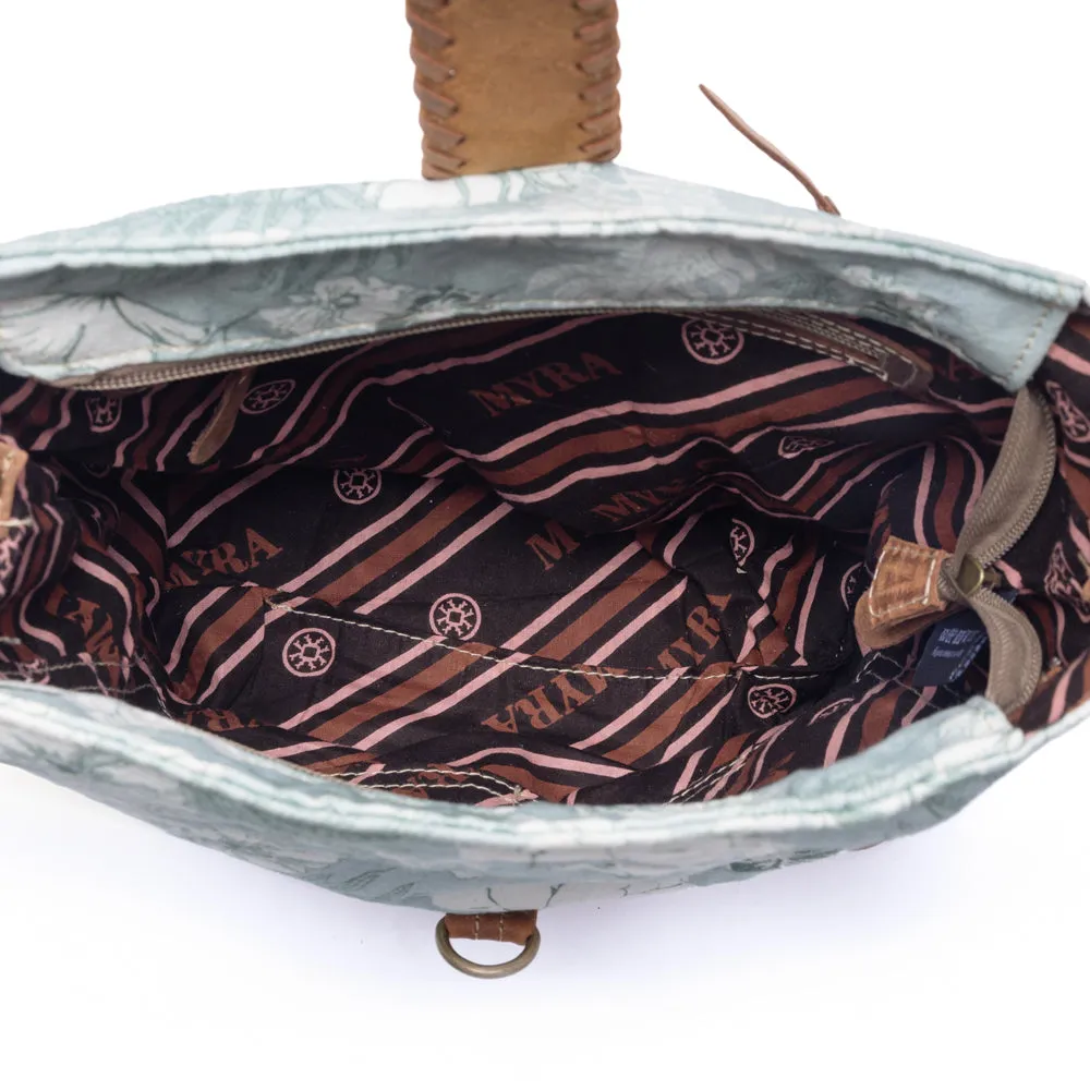 Sagefield Cotton & Leather Shoulder Bag in Mint Brown sold by Myra Bag product image thumbnail 5