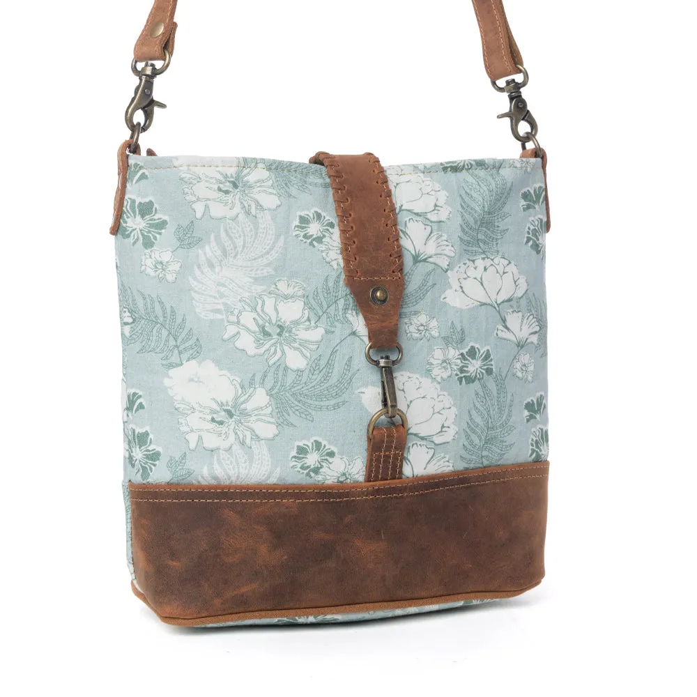 Sagefield Cotton & Leather Shoulder Bag in Mint Brown sold by Myra Bag product image thumbnail 2