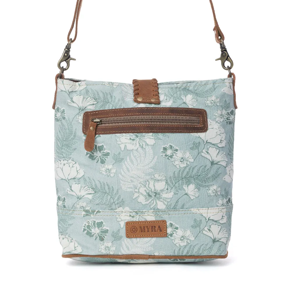 Sagefield Cotton & Leather Shoulder Bag in Mint Brown sold by Myra Bag product image thumbnail 3