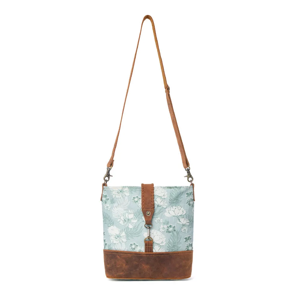 Sagefield Cotton & Leather Shoulder Bag in Mint Brown sold by Myra Bag product image thumbnail 4