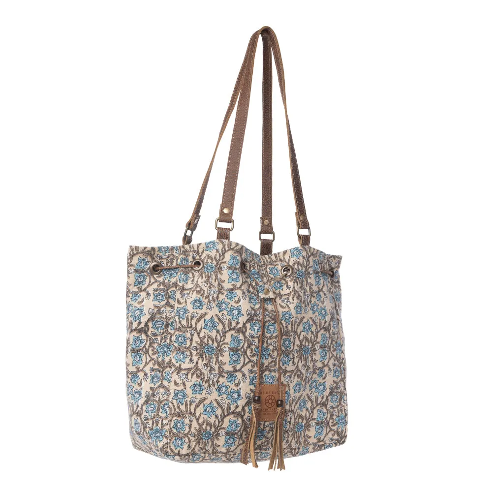 Southern Bloom Cotton & Leather Bucket Bag in Oasis Cream sold by Myra Bag product image thumbnail 2