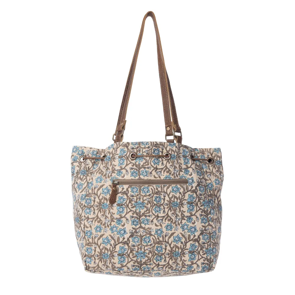 Southern Bloom Cotton & Leather Bucket Bag in Oasis Cream sold by Myra Bag product image thumbnail 3