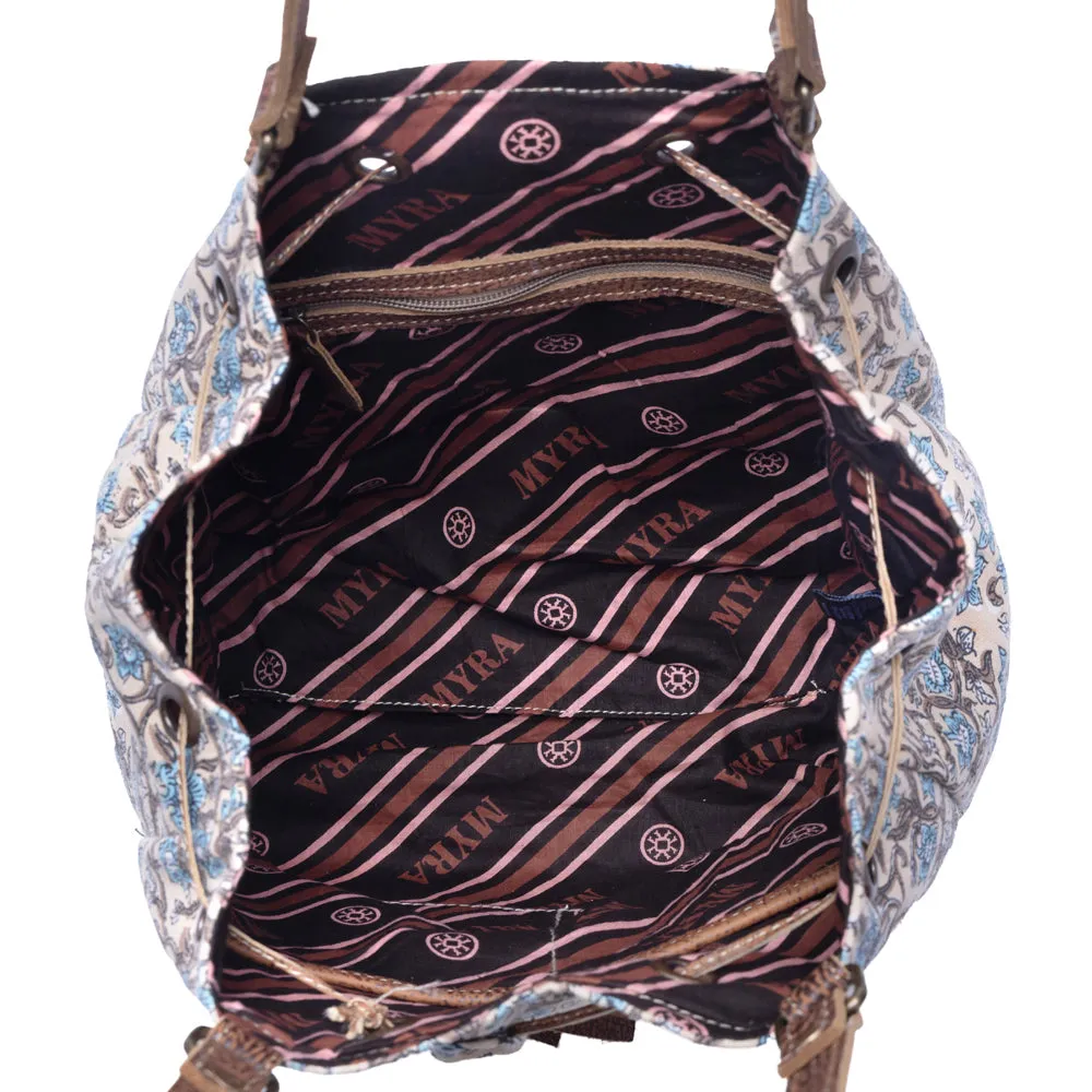 Southern Bloom Cotton & Leather Bucket Bag in Oasis Cream sold by Myra Bag product image thumbnail 4