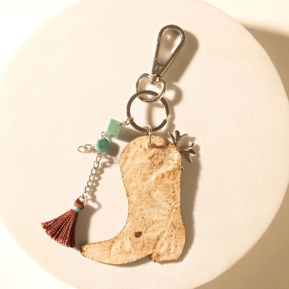 Southern Bloom Boot Handtooled Leather Key Fob in Amber Aqua sold by Myra Bag product image thumbnail 2