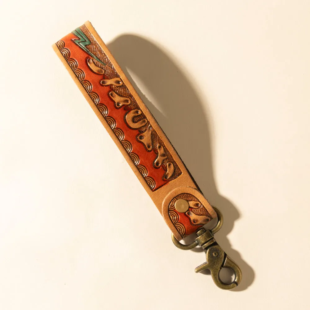 Canyon Pass Handtooled Leather Key Fob in Amber sold by Myra Bag product image thumbnail 2