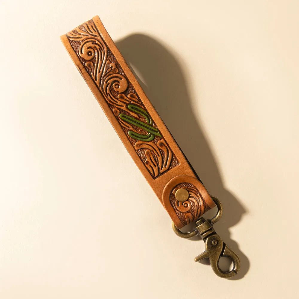 Canyon Pass Handtooled Leather Key Fob in Butterscotch Oak sold by Myra Bag product image thumbnail 2