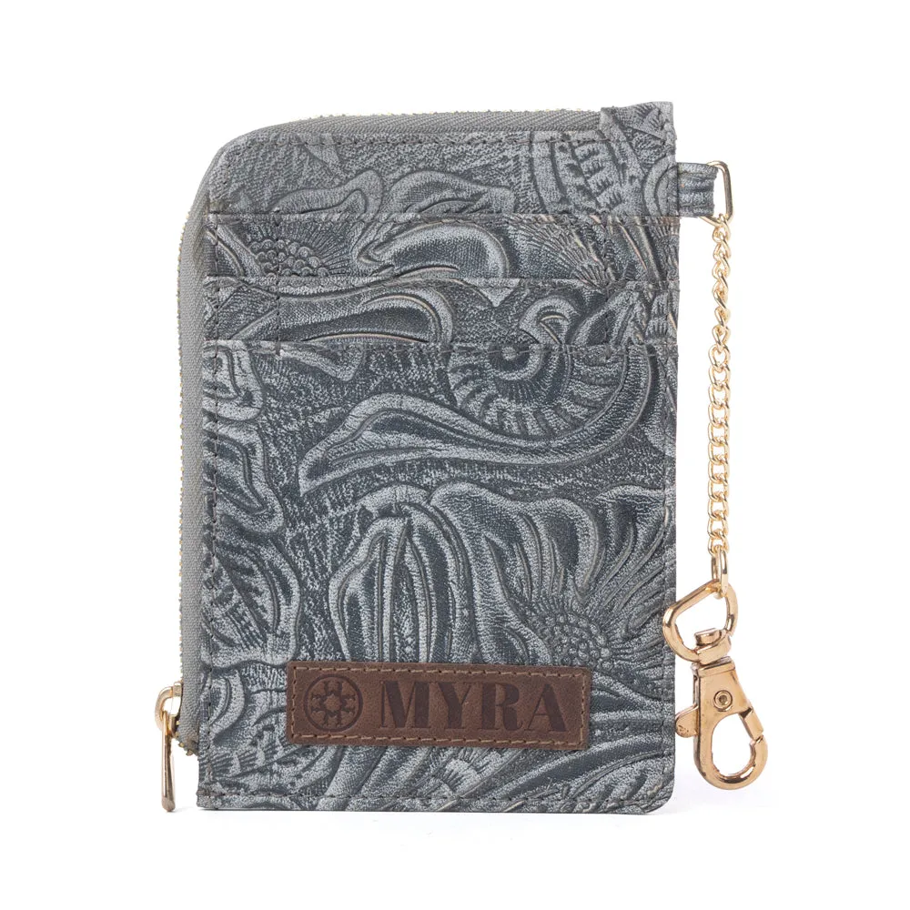Summer Grove Embossed Leather Credit Card Holder in Slate Grey sold by Myra Bag product image thumbnail 3