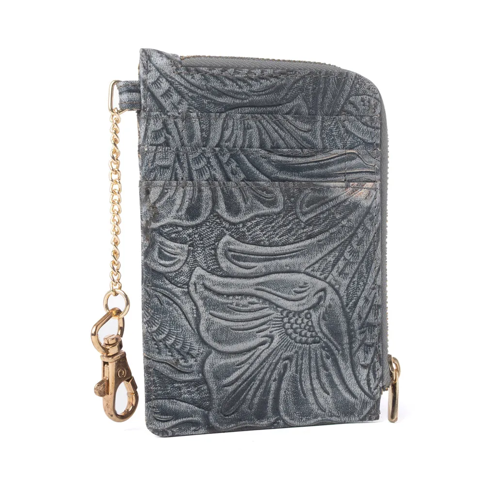 Summer Grove Embossed Leather Credit Card Holder in Slate Grey sold by Myra Bag product image thumbnail 2