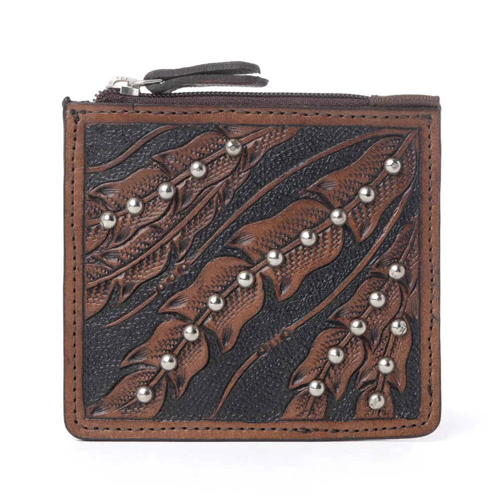 Briar Creek Handtooled Leather Credit Card Holder in Heritage Brown sold by Myra Bag