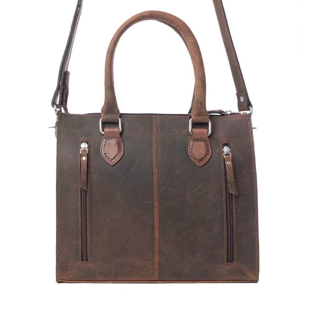 Timber Trail Hairon Leather Concealed Carry Bag in Cream Mocha sold by Myra Bag product image thumbnail 3