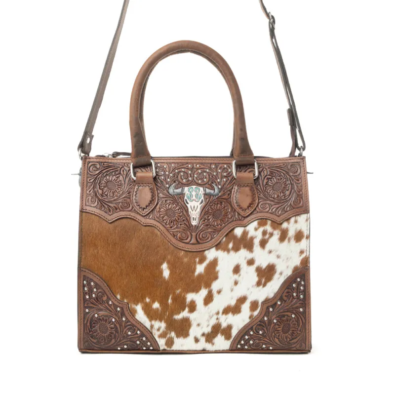 Timber Trail Hairon Leather Concealed Carry Bag in Cream Mocha made by Myra Bag