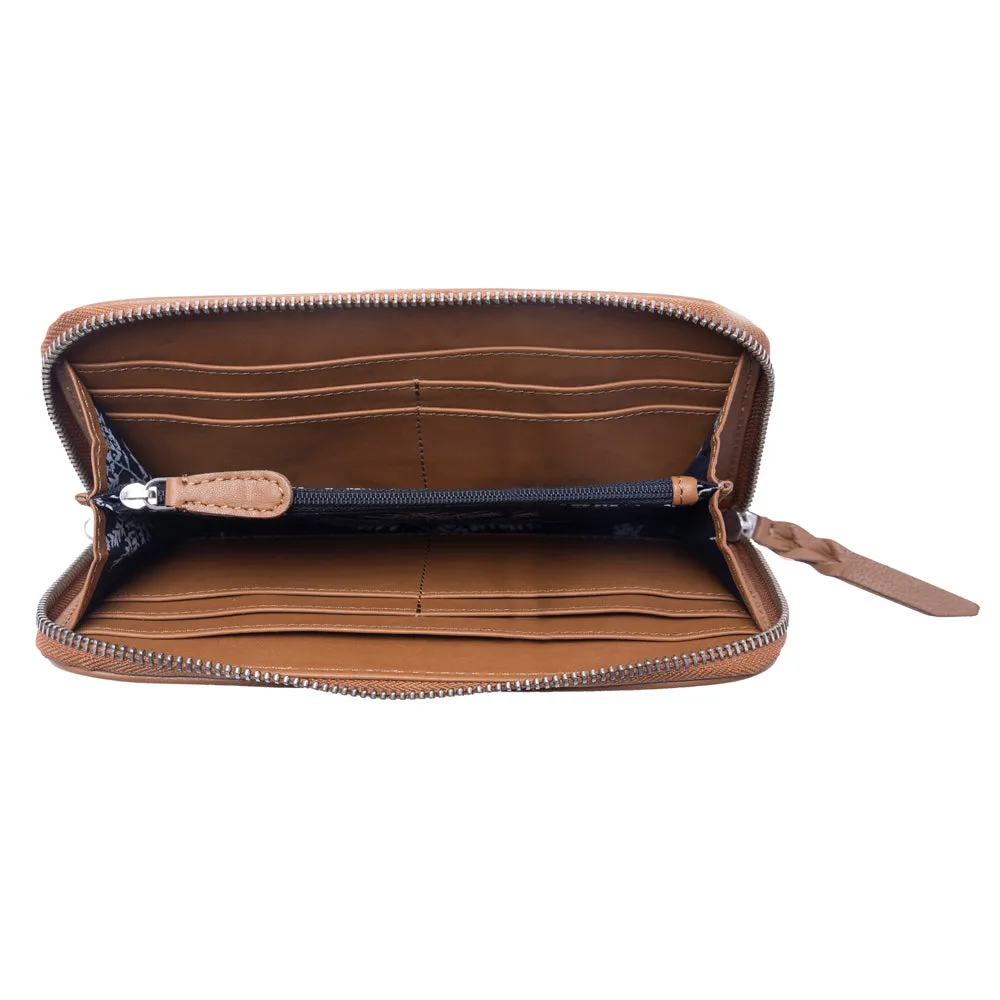 Sunset Ridge Handtooled Hairon Leather Wallet in Honey Snow sold by Myra Bag product image thumbnail 4