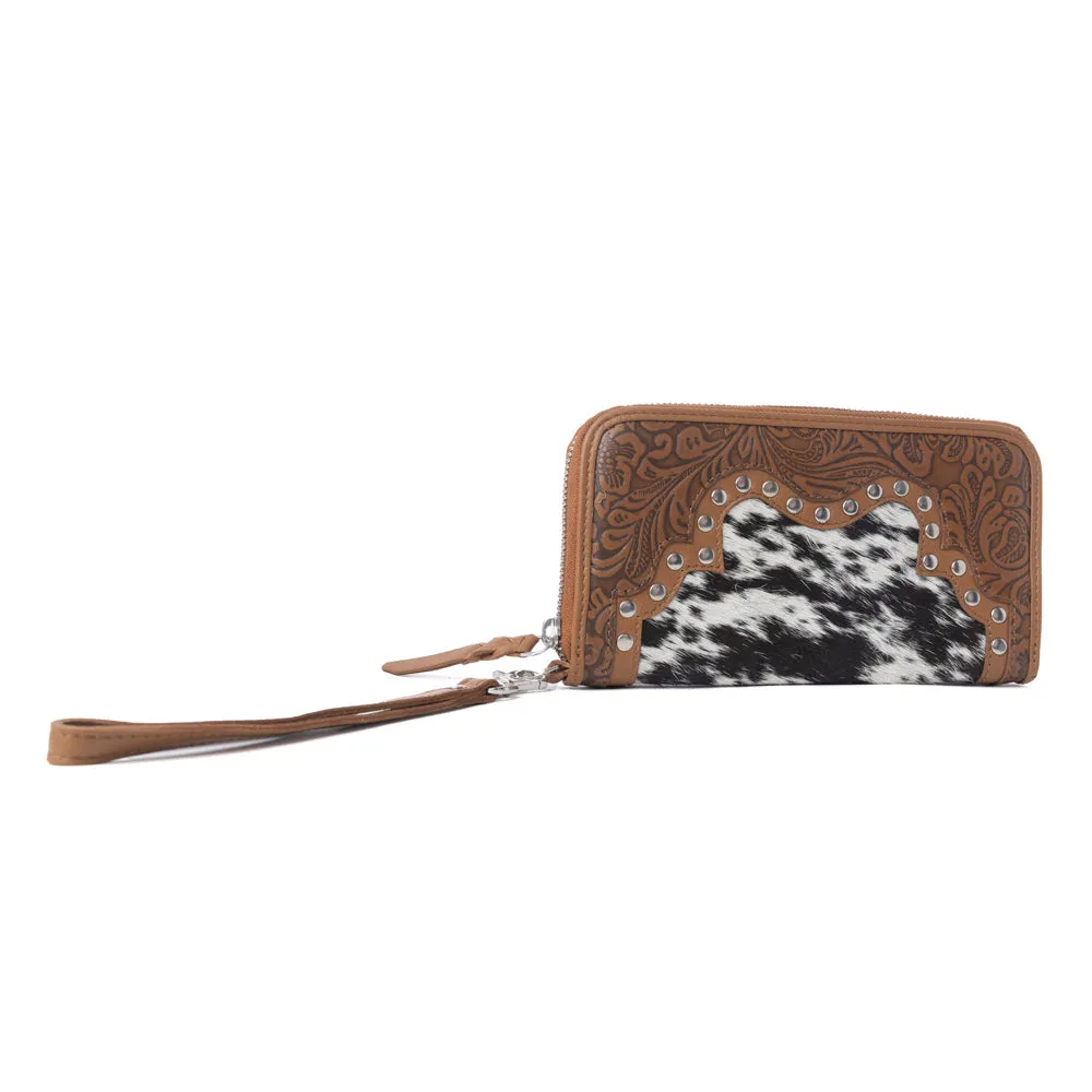 Sunset Ridge Handtooled Hairon Leather Wallet in Honey Snow sold by Myra Bag product image thumbnail 2