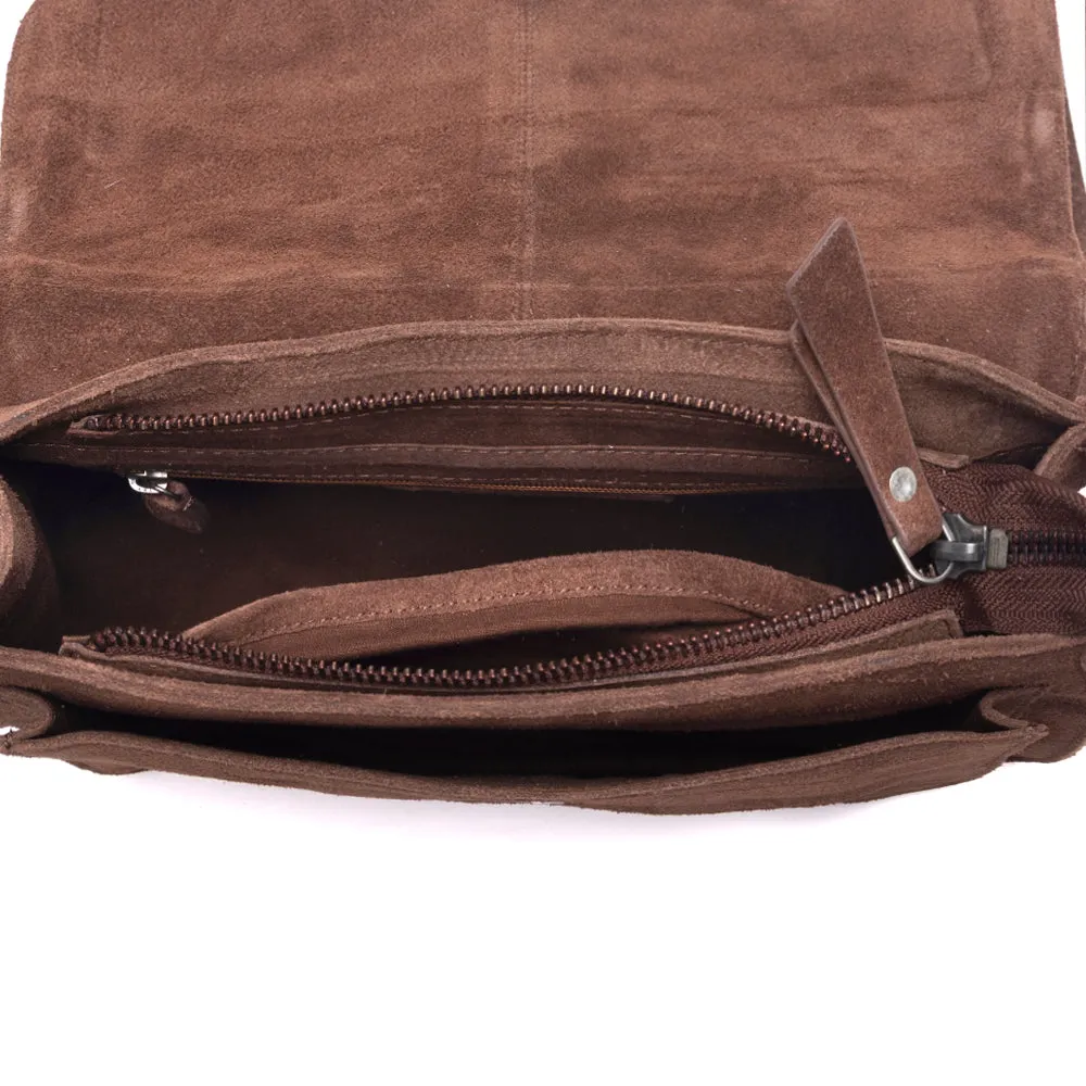 Amberwood Suede Leather Boot Embroidered Leather Bag in Chestnut Brown sold by Myra Bag product image thumbnail 5