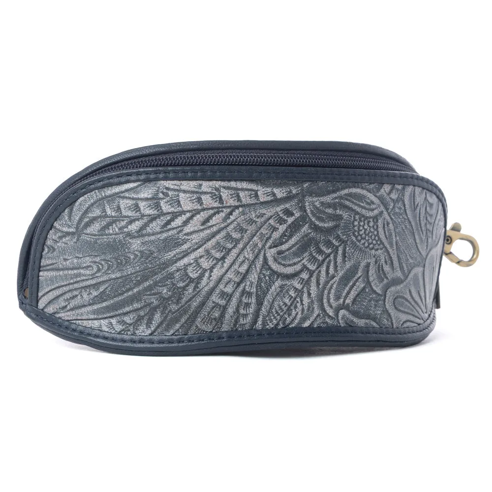 Silver Creek Embossed Leather Sunglass Case in Midnight Steel sold by Myra Bag product image thumbnail 2