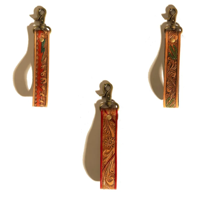 Canyon Pass Handtooled Leather Key Fob Variant Combo made by Myra Bag