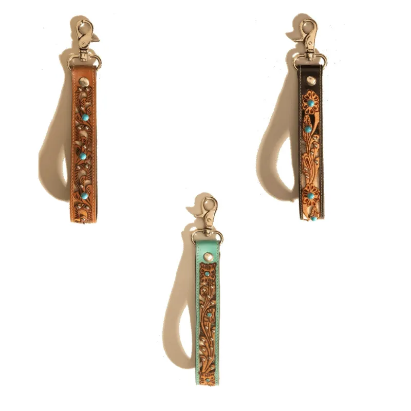 River Glen Handtooled Hairon Leather Key Fob Variant Combo made by Myra Bag