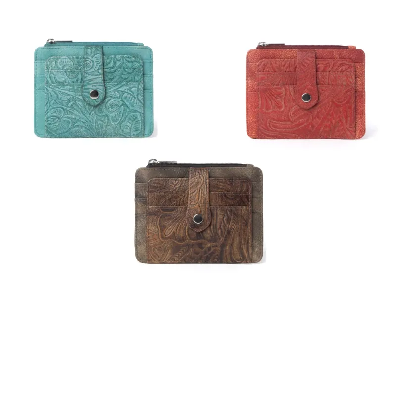 Driftwood Cove Embossed Leather Credit Card Holder Variant Combo made by Myra Bag