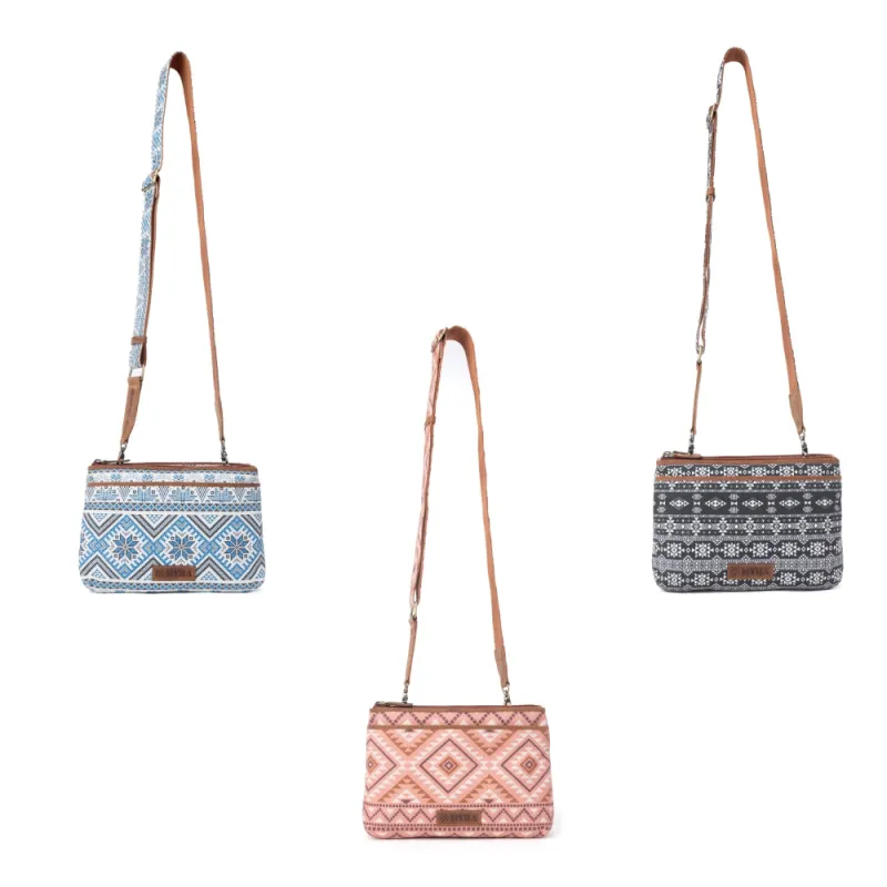 Tribal Hollow Cotton & Leather Crossbody Bag Variant Combo made by Myra Bag