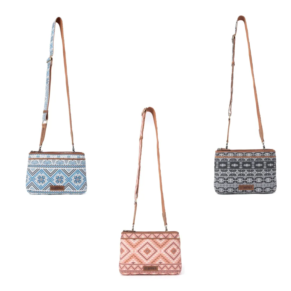Tribal Hollow Cotton & Leather Crossbody Bag Variant Combo sold by Myra Bag