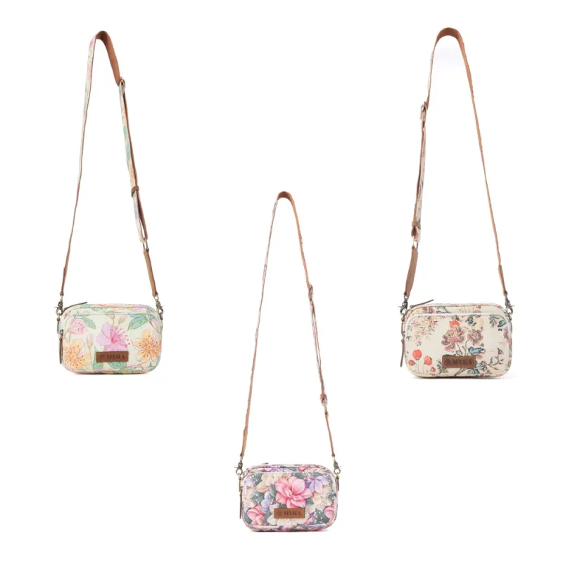 Meadow Song Cotton & Leather Crossbody Bag Variant Combo made by Myra Bag
