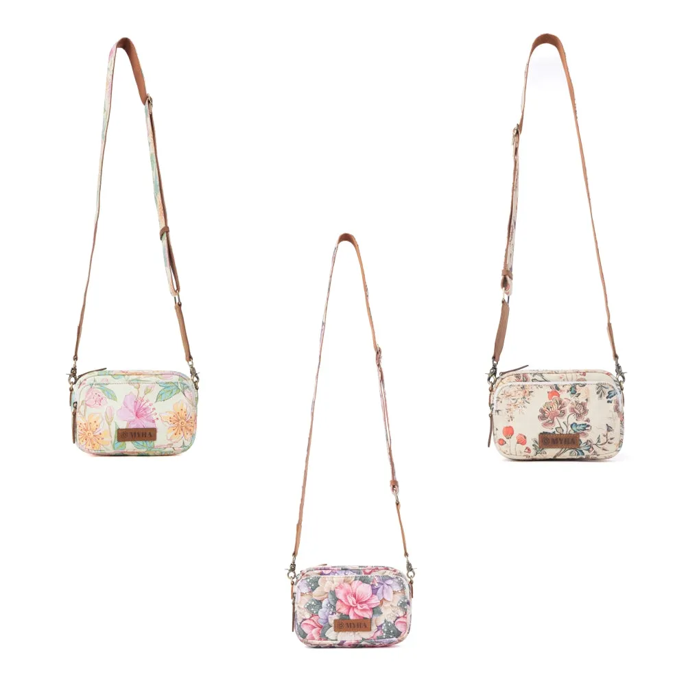 Meadow Song Cotton & Leather Crossbody Bag Variant Combo sold by Myra Bag