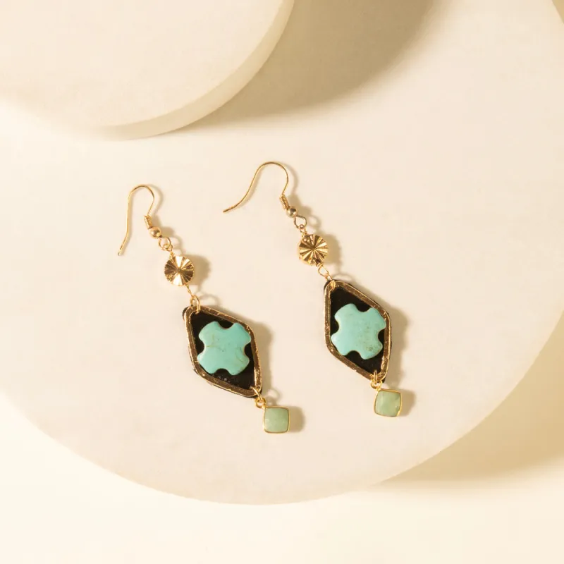 Four Trails Clover Earrings in Desert Turquoise made by Myra Bag
