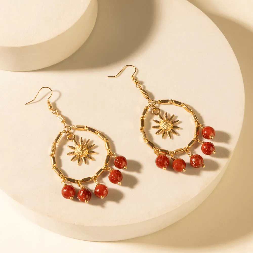Red Mesa Sun Hoop Earrings in Burnished Tan sold by Myra Bag product image thumbnail 2