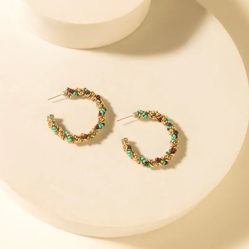 Bronc Braid Hoop Earrings in Desert Turquoise made by Myra Bag