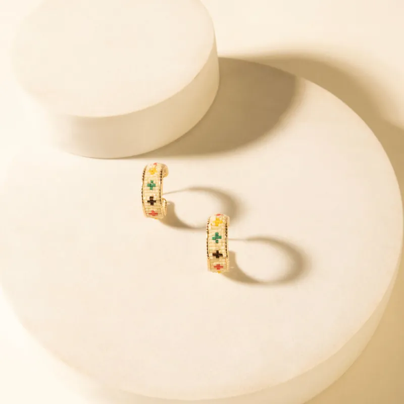 Heritage Cross Hoops in Desert Ivory made by Myra Bag