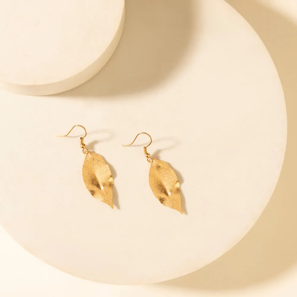 Suntrail Leaf Earrings in Weathered Amber sold by Myra Bag
