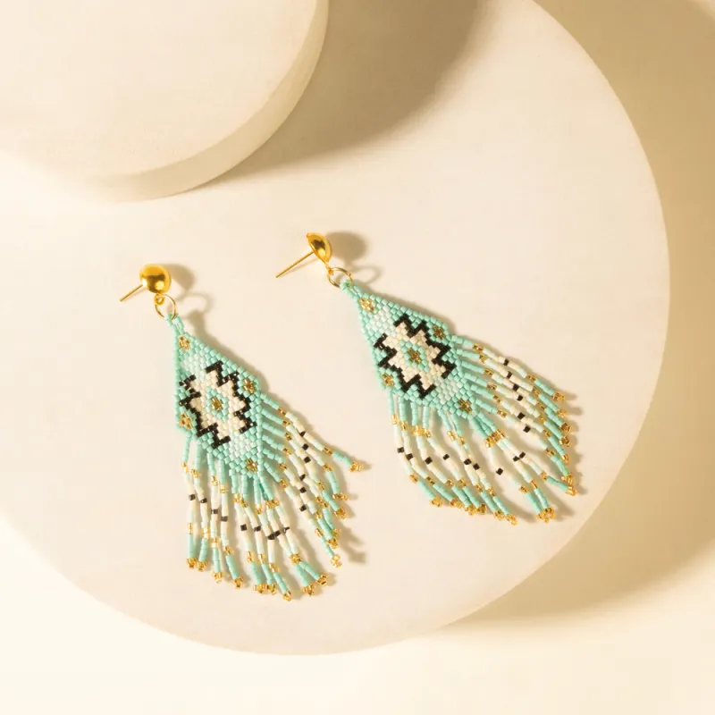 Starfall Fringe Earrings in Turquoise made by Myra Bag