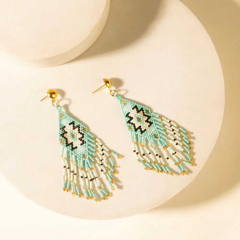 Starfall Fringe Earrings in Turquoise sold by Myra Bag