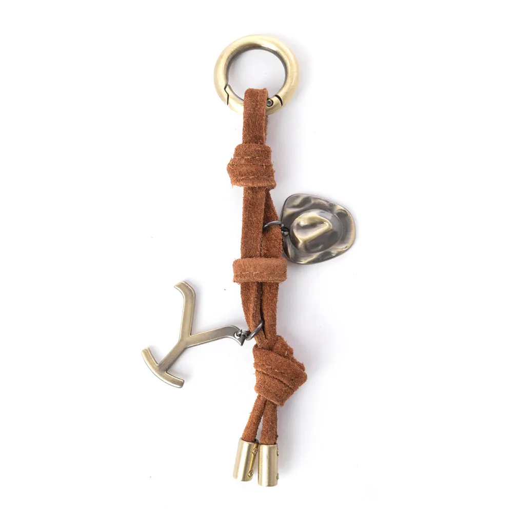 Yellowstone Lariat Loop Leather Key Fob in Warm Ochre sold by Myra Bag