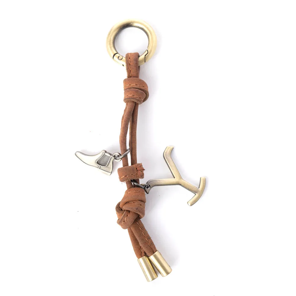 Yellowstone Longhorn Leather Key Fob in Saddle Oak sold by Myra Bag