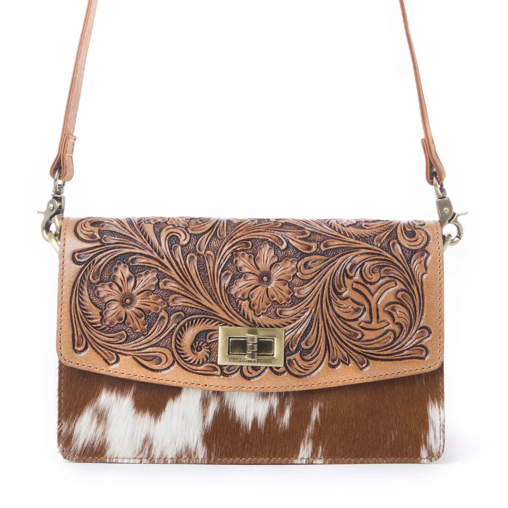 Yellowstone Russet Valley Handtooled Bag in Warm Chestnut sold by Myra Bag