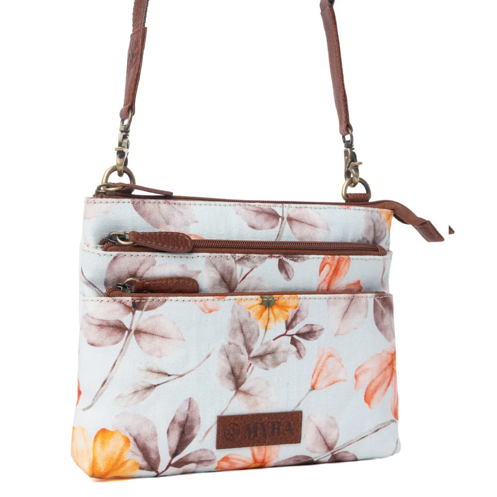 Maple Ridge Cotton & Leather Crossbody Bag in Powder Sky sold by Myra Bag product image thumbnail 2